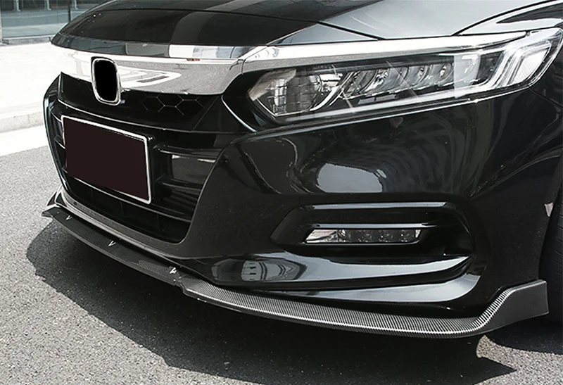 2018-2020 Honda Accord 4 Door Real Carbon Fiber 3-Piece Front Bumper Body Spoiler Splitter Lip Kit - Image 5