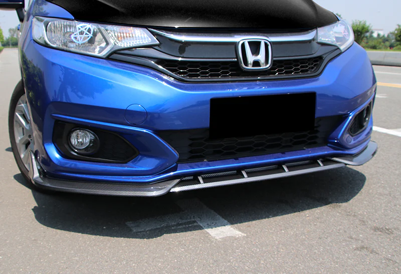 2018-2021 Honda Fit JDM Carbon Style 3-Piece Front Bumper Body Spoiler Splitter Lip Kit with Keychain Set - Image 6