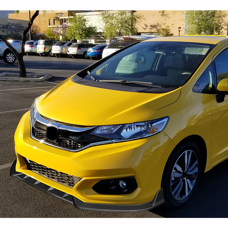 2018-2021 Honda Fit JDM Unpainted Matte Black 3-Piece Front Bumper Body Spoiler Splitter Lip Kit - Image 5