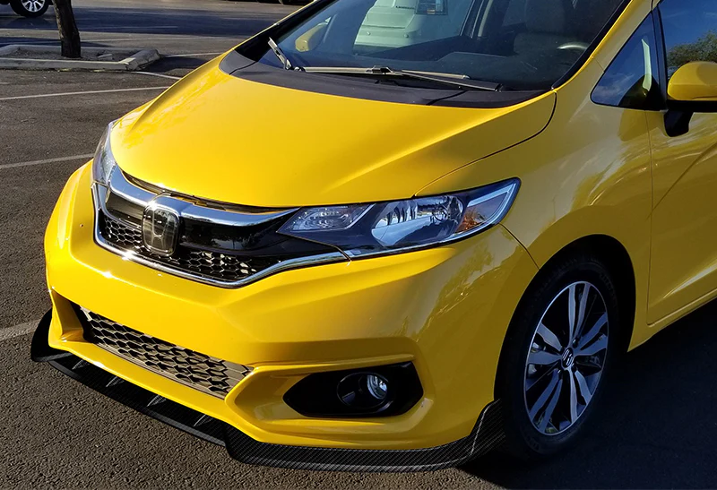 2018-2021 Honda Fit Real Carbon Fiber 3-Piece Front Bumper Body Spoiler Splitter Lip Kit with Keychain Set - Image 6