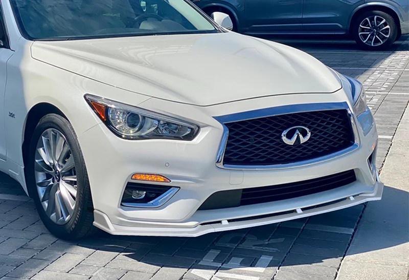 2018-2021 Infiniti Q50 Premium Painted White 3-Piece Front Bumper Body Spoiler Splitter Lip Kit - Image 5
