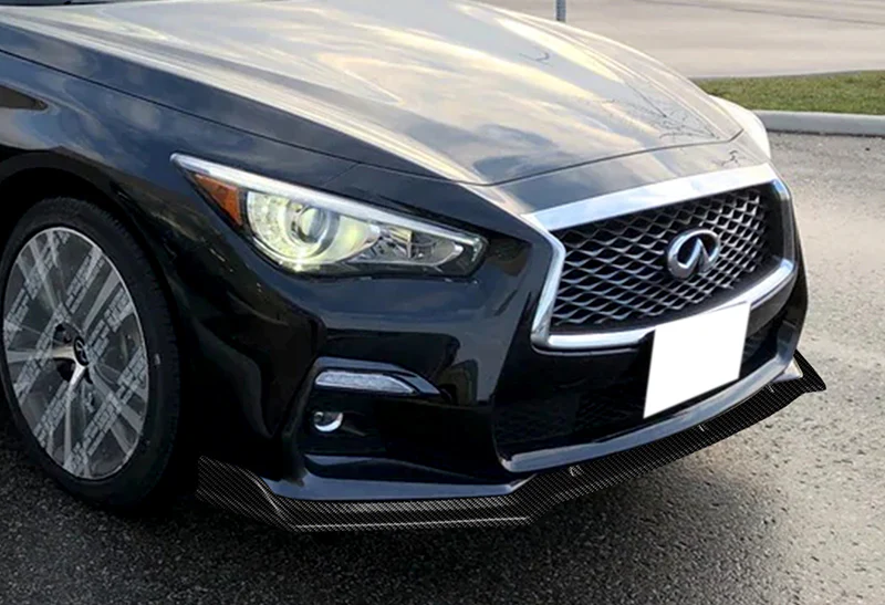 2018-2021 Infiniti Q50 Premium Real Carbon Fiber 3-Piece Front Bumper Body Spoiler Splitter Lip Kit - Image 5