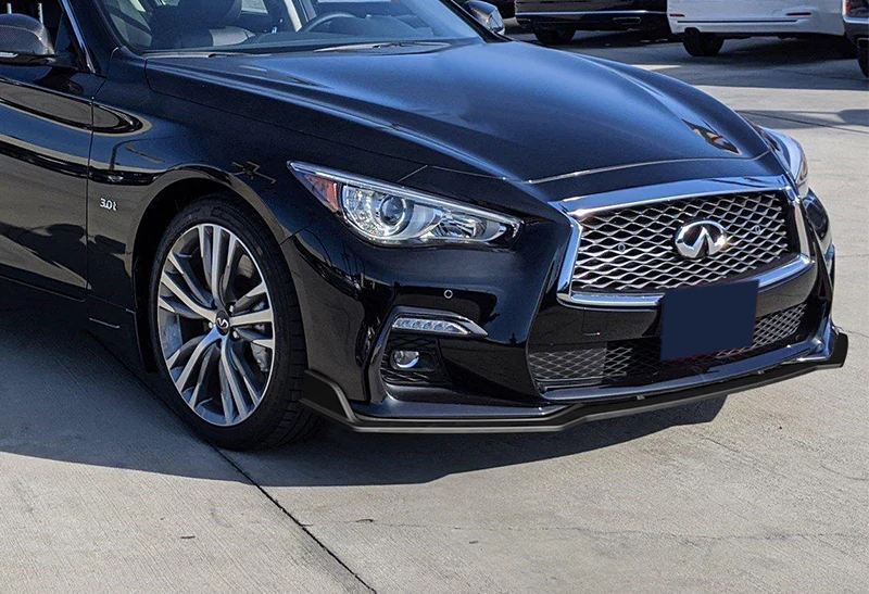 2018-2021 Infiniti Q50 Sport Unpainted Black Front Bumper Body Kit Lip 3PCS - Image 5