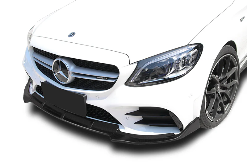 2019-2021 Mercedes W205 C-Class Unpainted Matte Black 3-Piece Front Bumper Body Spoiler Splitter Lip Kit - Image 5