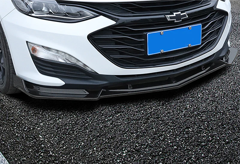2019-2021 Chevrolet Malibu Carbon Style 3-Piece Front Bumper Body Spoiler Splitter Lip Kit with Vinyl Decal - Image 7