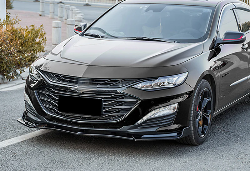 2019-2021 Chevrolet Malibu Painted Black 3-Piece Front Bumper Body Spoiler Splitter Lip Kit - Image 5
