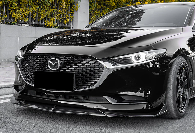 2019-2021 Mazda 3 Mazda3 Painted Black 3-Piece Front Bumper Body Spoiler Splitter Lip Kit - Image 5