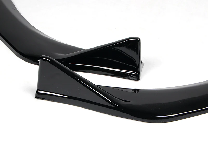 2019-2021 Mazda 3 Mazda3 Painted Black 3-Piece Front Bumper Body Spoiler Splitter Lip Kit with Carbon Fiber Emblem - Image 2