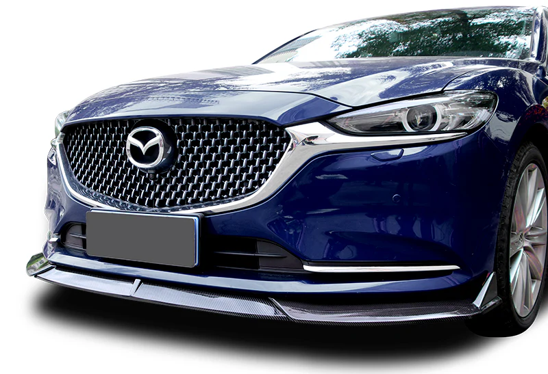 2019-2021 Mazda 6 Atenza Carbon Look 3-Piece Front Bumper Body Spoiler Splitter Lip Kit with Carbon Fiber Emblem - Image 7