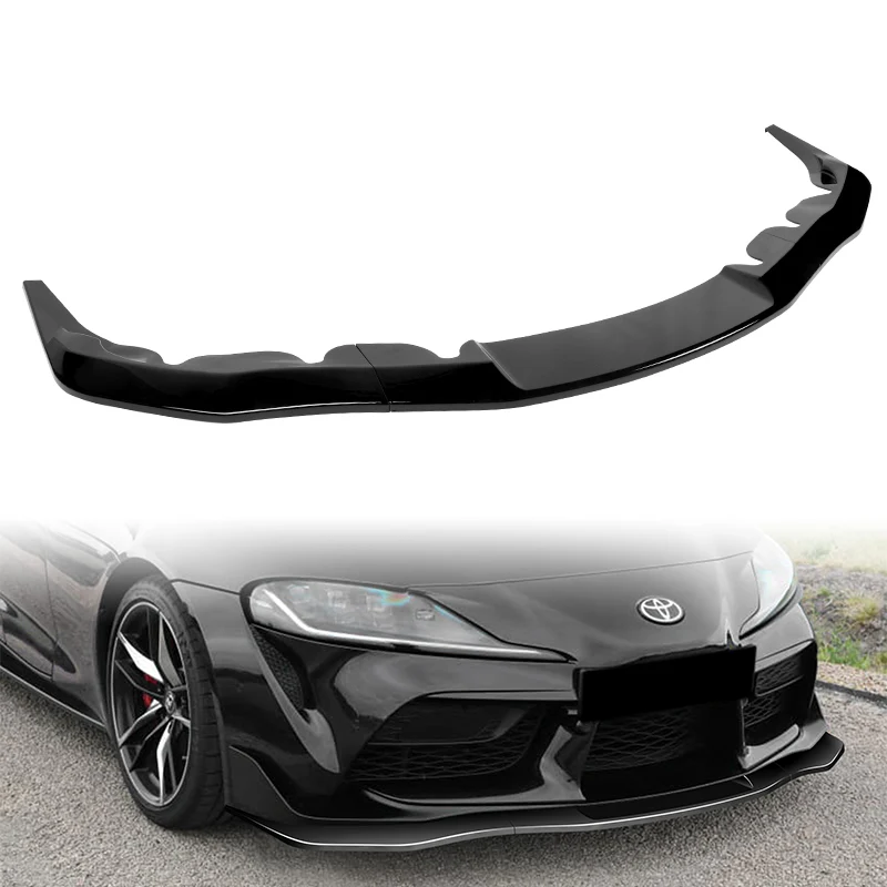 2019-2026 Toyota Supra A90 Painted Black 3-Piece Front Bumper Body Spoiler Splitter Lip Kit - Image 5