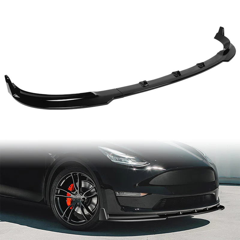 2020 - 2025 Tesla Model Y Painted Black 3-Piece Front Bumper Body Spoiler Splitter Lip Kit - Image 5