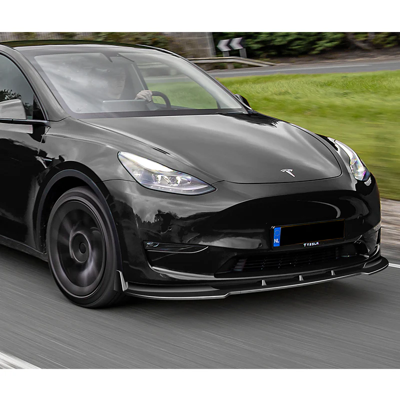 2020 - 2025 Tesla Model Y Painted Black 3-Piece Front Bumper Body Spoiler Splitter Lip Kit - Image 6