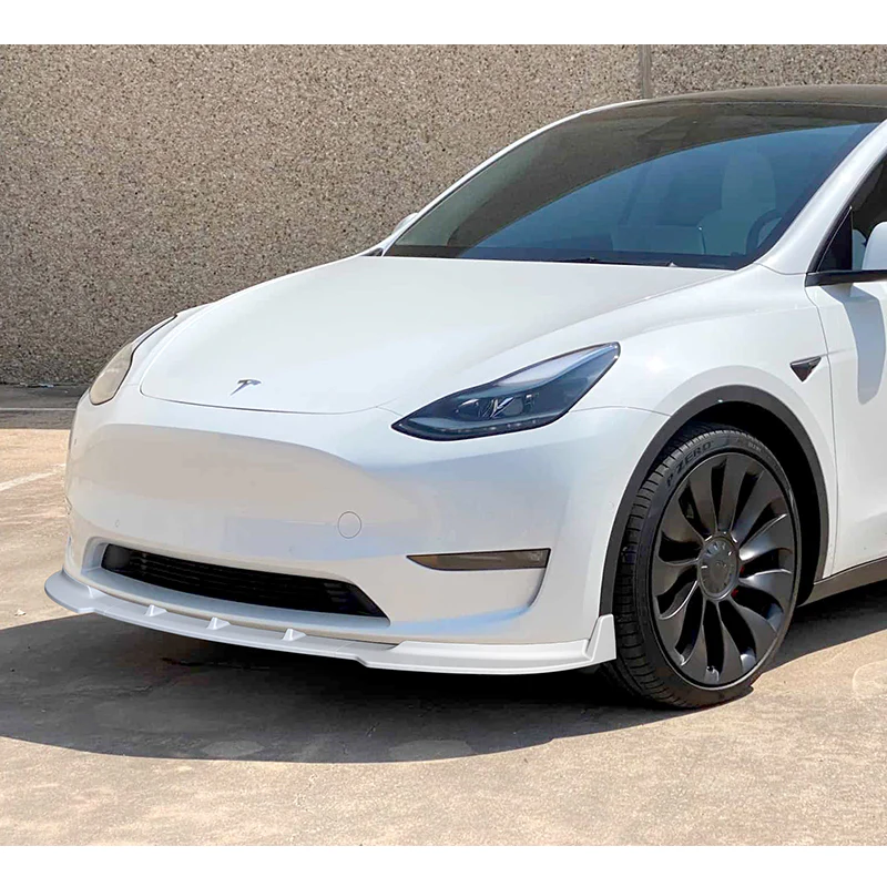 2020 - 2025 Tesla Model Y Painted White 3-Piece Front Bumper Body Spoiler Splitter Lip Kit - Image 6