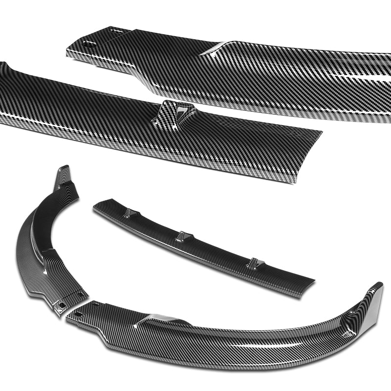 2020 - 2025 Tesla Model Y STP-Style Carbon Look 3-Piece Front Bumper Body Spoiler Splitter Lip Kit - Image 3