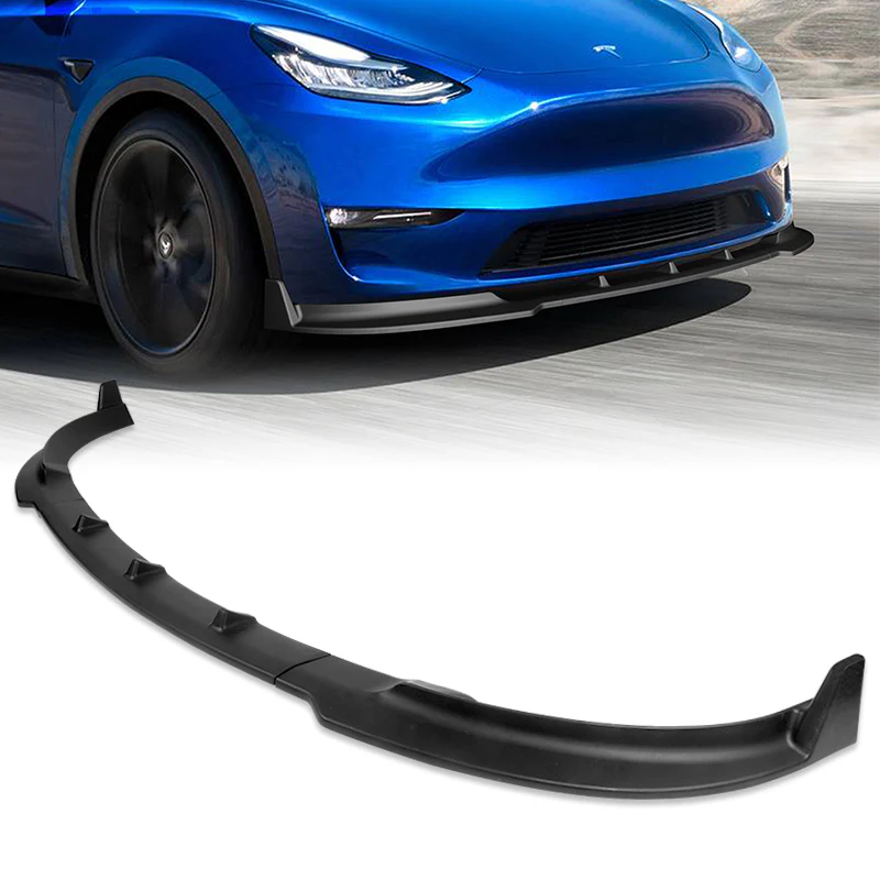 2020 - 2025 Tesla Model Y STP-Style Unpainted Black 3pcs Front Bumper Body Spoiler Splitter Lip Kit with 4 pcs Bolt Caps - Image 6