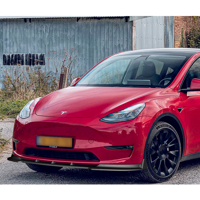 2020 - 2025 Tesla Model Y Unpainted Matte Black 3-Piece Front Bumper Body Spoiler Splitter Lip Kit - Image 7