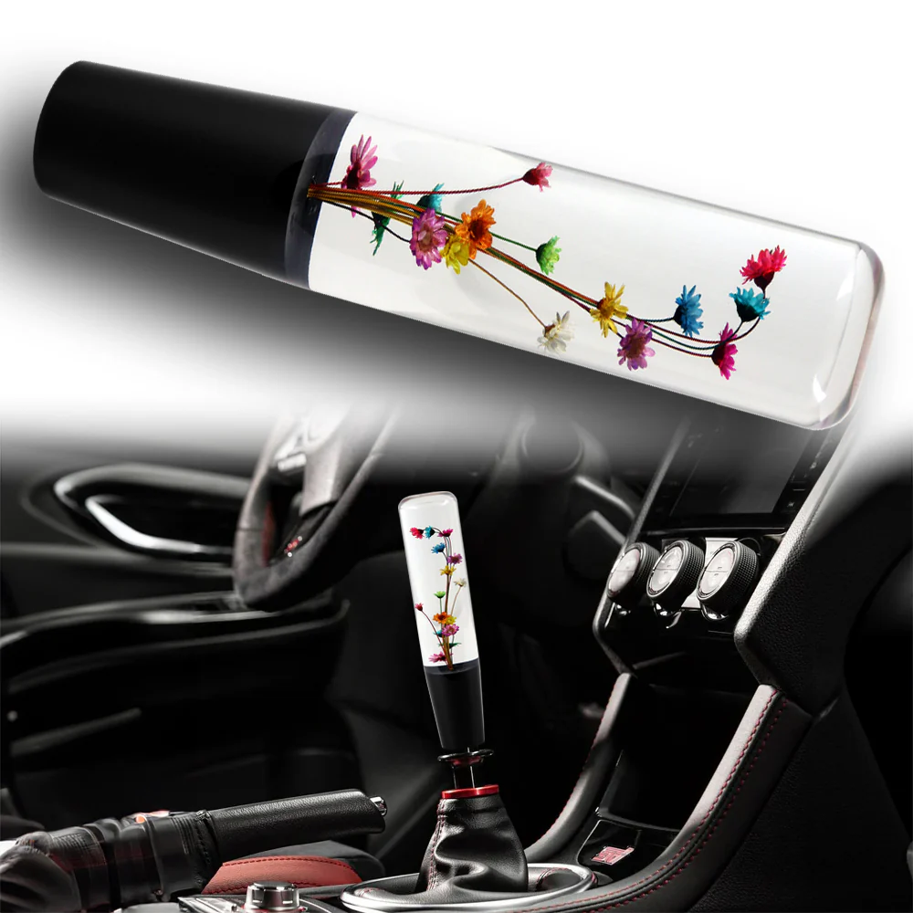 20CM JDM Clear Real Flowers Manual Gear Stick Shift Knob Lever Shifter Head VIP - Image 8