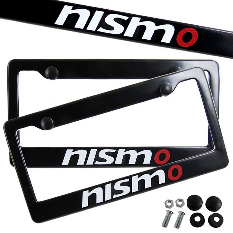 Nissan Nismo Black ABS License Plate Frame with Caps x2 - Image 3