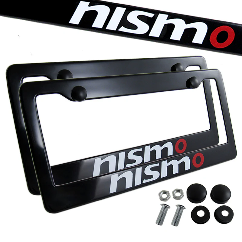 Nissan Nismo Black ABS License Plate Frame with Caps x2 - Image 5