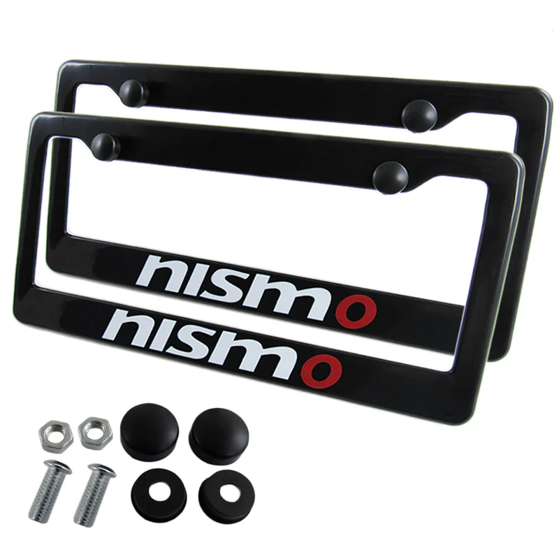 Nissan Nismo Black ABS License Plate Frame with Caps x2 - Image 6