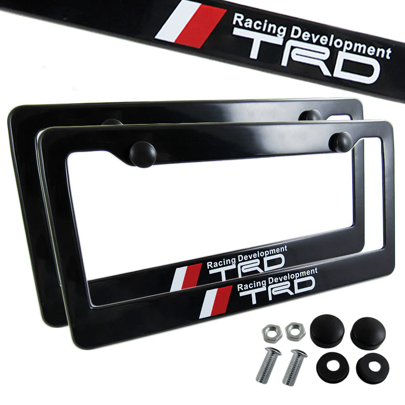 Toyota TRD Black ABS License Plate Frame with Caps x2 - Image 3