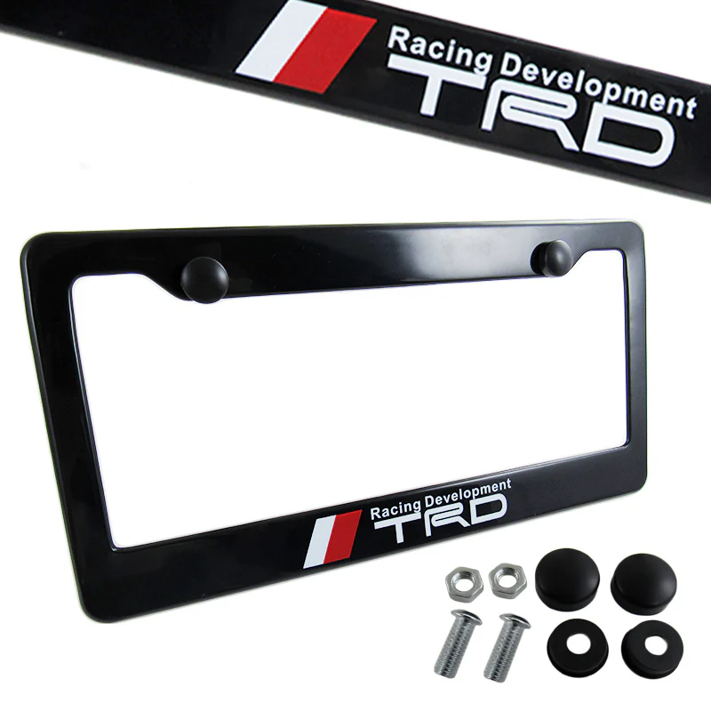 Toyota TRD Black ABS License Plate Frame with Caps x2 - Image 4