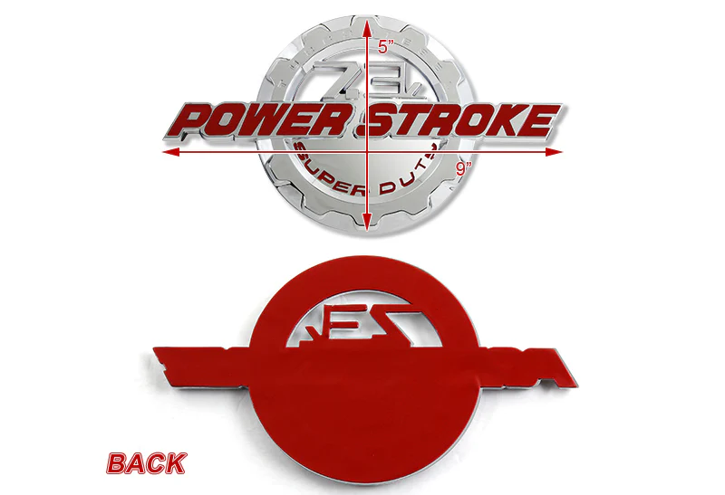 2PCS RED 7.3L POWER STROKE SUPER DUTY SIDE FENDER/TRUNK 3D ALUMINUM EMBLEM BADGE - Image 2