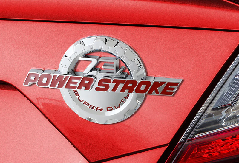 2PCS RED 7.3L POWER STROKE SUPER DUTY SIDE FENDER/TRUNK 3D ALUMINUM EMBLEM BADGE - Image 4