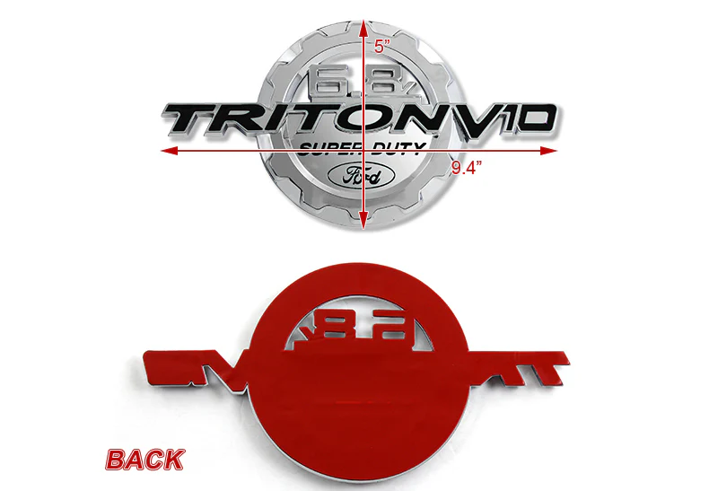 2PCS BLACK 6.8L TRITON V10 SUPER DUTY NEW SIDE FENDER/TRUNK 3D ALUMINUM EMBLEM BADGE - Image 3