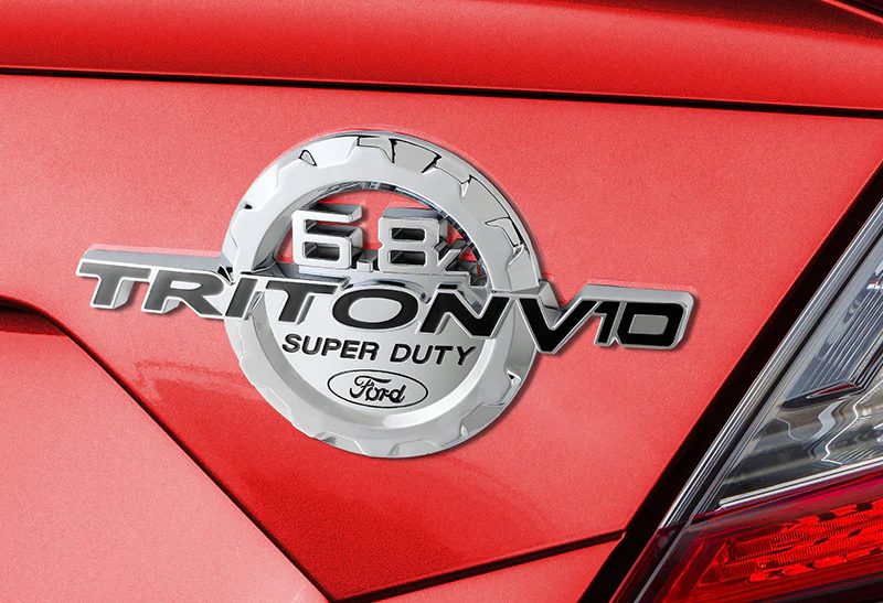 2PCS BLACK 6.8L TRITON V10 SUPER DUTY NEW SIDE FENDER/TRUNK 3D ALUMINUM EMBLEM BADGE - Image 4