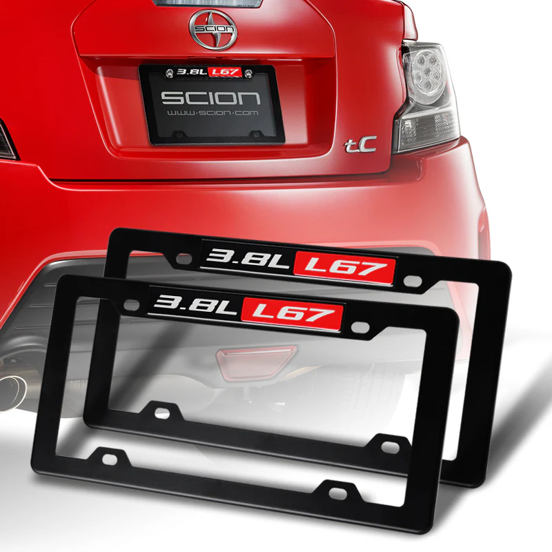 2pcs Black ABS License Plate Tag Frame Cover with Car Trunk Emblems For 3.8L L67 - Image 6