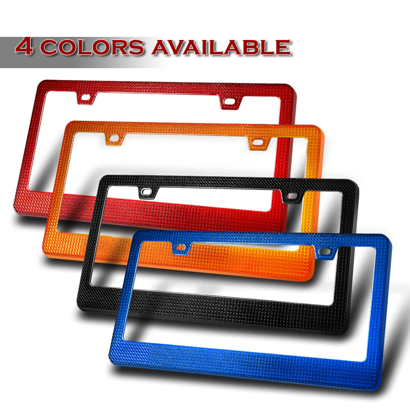 2PCS Black Diamond Cut Style License Plate Frame Covers – Front & Rear - Image 2