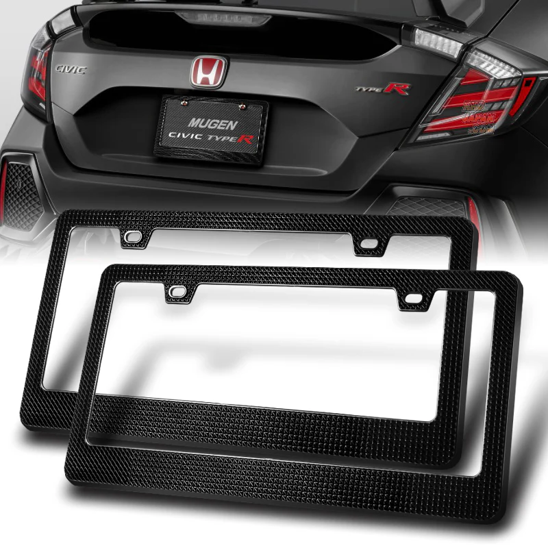 2PCS Black Diamond Cut Style License Plate Frame Covers – Front & Rear - Image 5