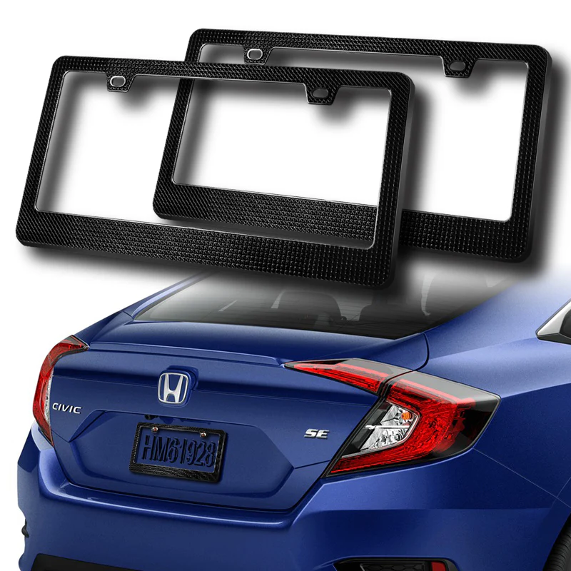 2PCS Black Diamond Cut Style License Plate Frame Covers – Front & Rear - Image 6