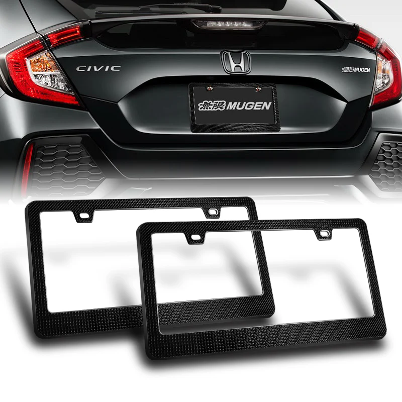 2PCS Black Diamond Cut Style License Plate Frame Covers – Front & Rear - Image 7