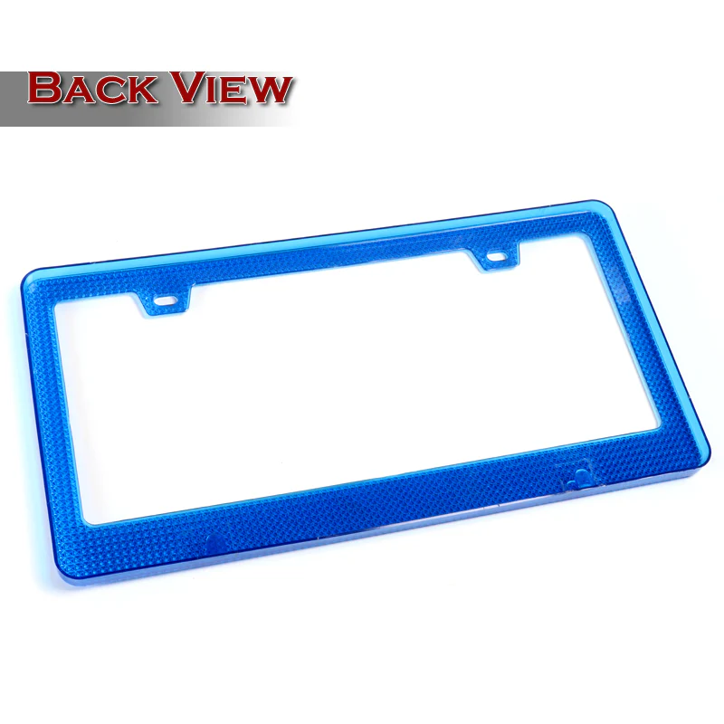 2PCS Blue Diamond Cut Style License Plate Frame Covers – Front & Rear - Image 4
