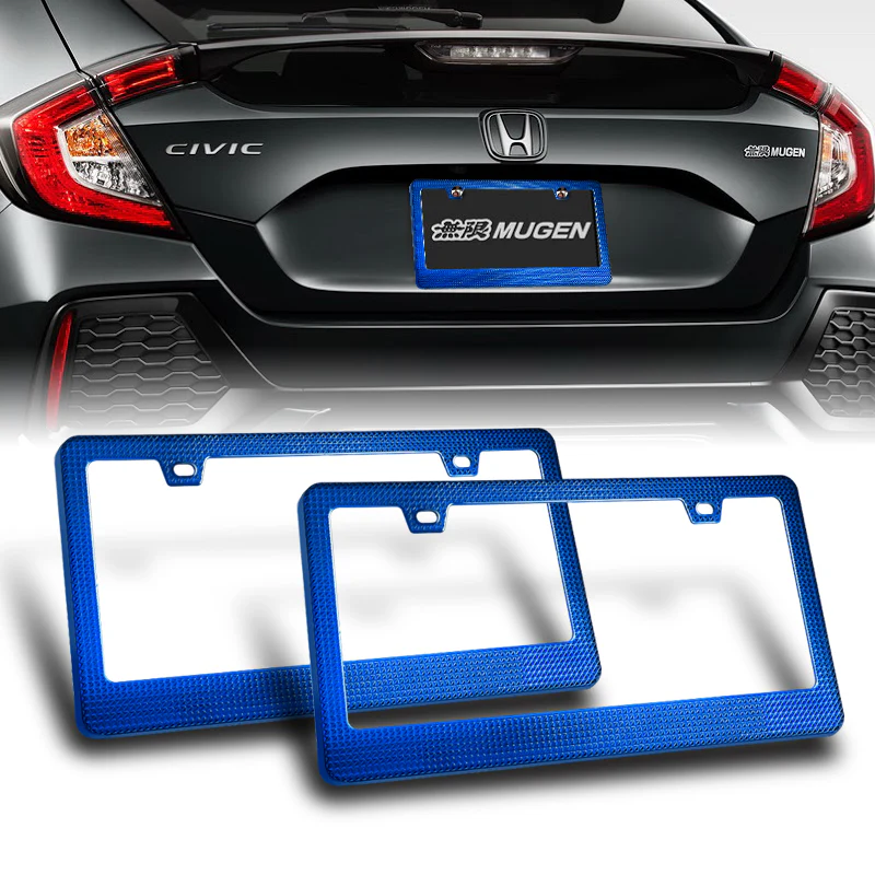 2PCS Blue Diamond Cut Style License Plate Frame Covers – Front & Rear - Image 5