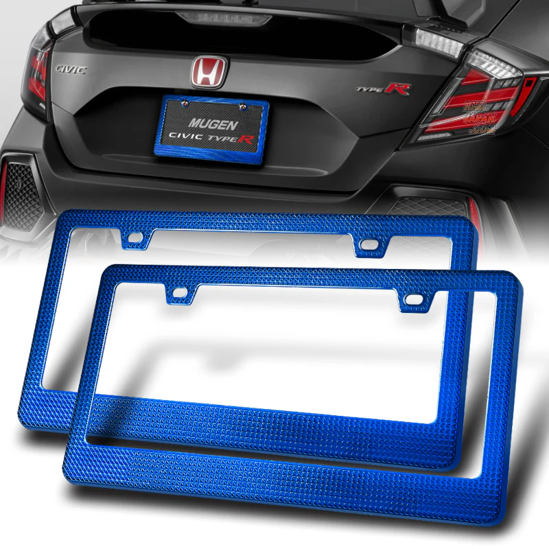 2PCS Blue Diamond Cut Style License Plate Frame Covers – Front & Rear - Image 7