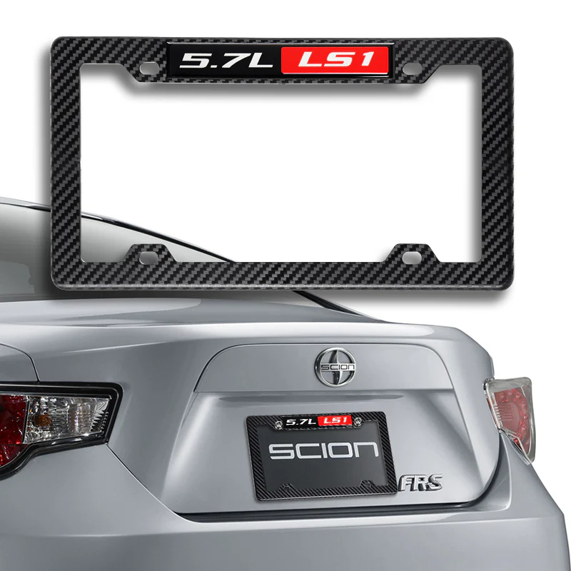 2pcs Carbon Look ABS License Plate Tag Frame Cover with Car Trunk Emblems For 5.7L_LS1 - Image 4