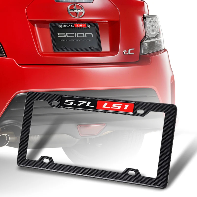 2pcs Carbon Look ABS License Plate Tag Frame Cover with Car Trunk Emblems For 5.7L_LS1 - Image 7