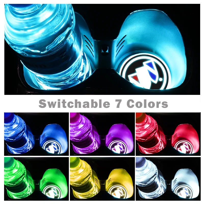 2PCS Colorful Fit for Buick LED Car Cup Holder Pad Mat Coaster Atmosphere Light - Image 3