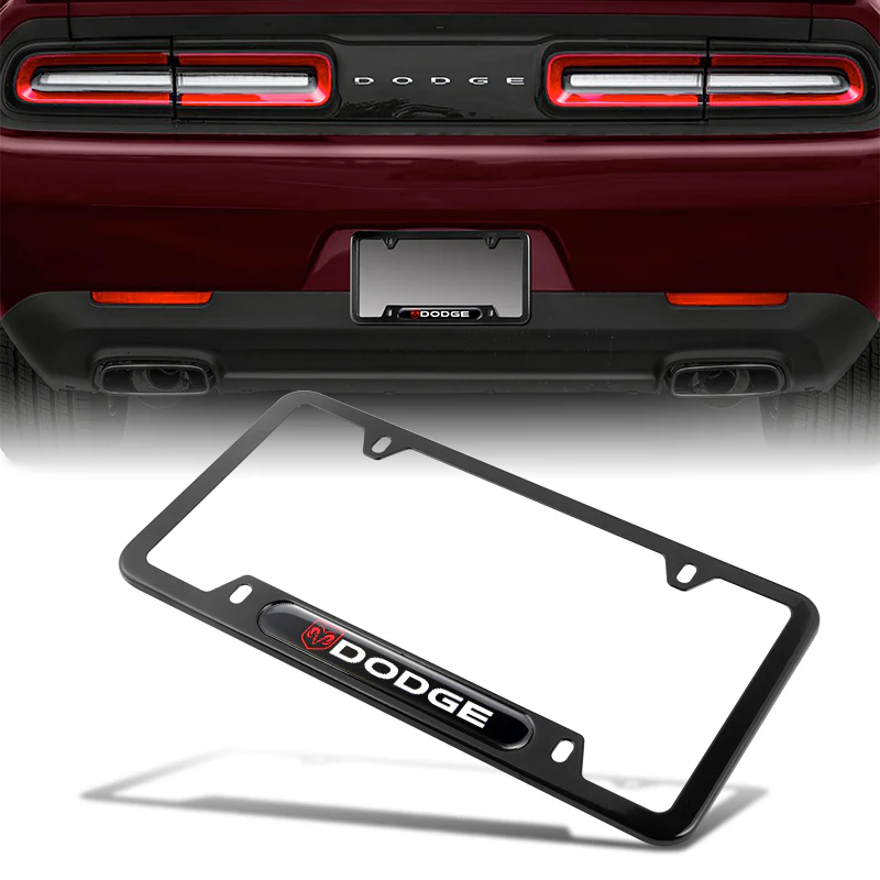 2PCS For DODGE RAM NEW Black Metal Stainless Steel License Plate Frame - Image 4