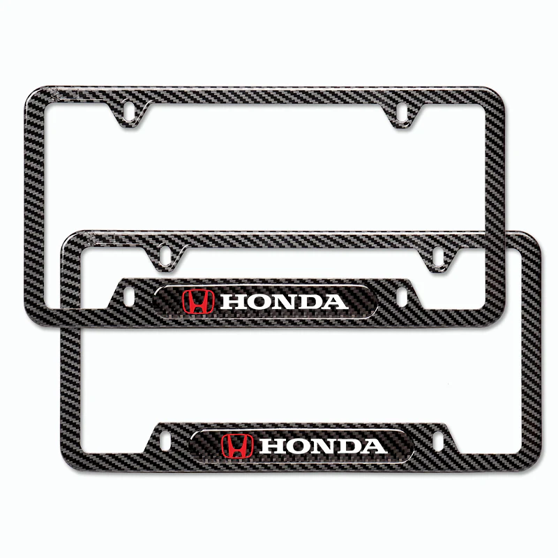 2PCS For HONDA LOGO Black Carbon Fiber Metal Stainless Steel License Plate Frame - Image 4