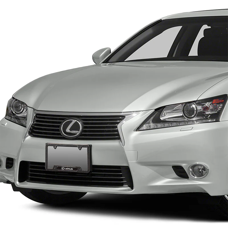 2PCS For Lexus Black Carbon Fiber Stainless Steel  License Plate Frame Black New - Image 2