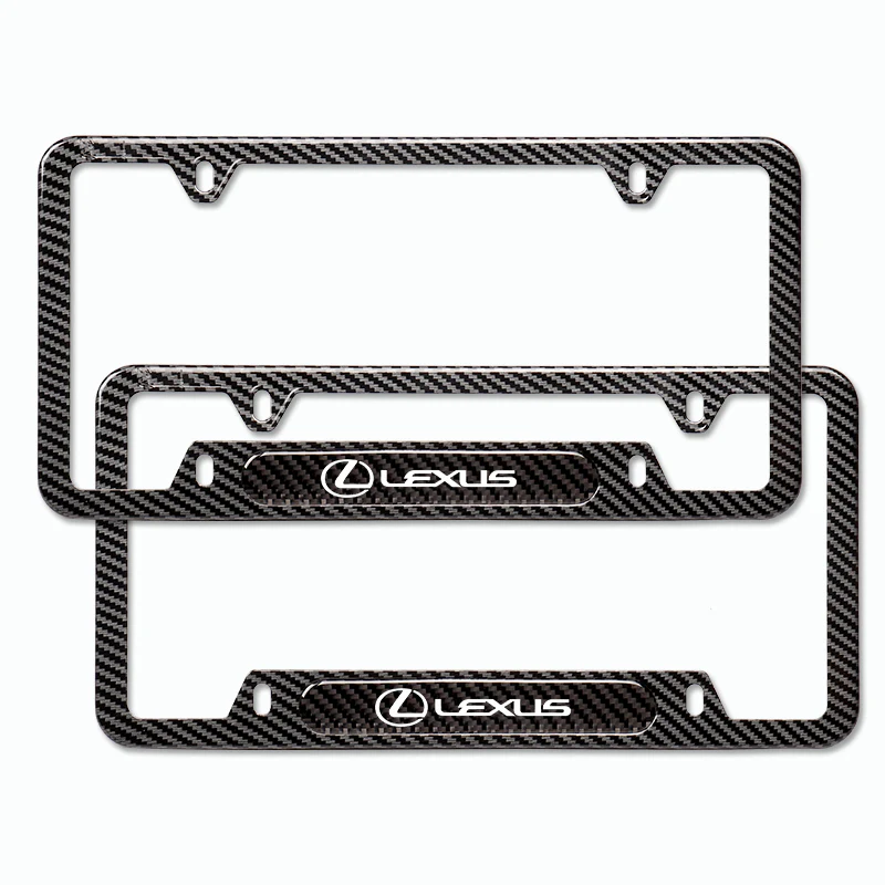 2PCS For Lexus Black Carbon Fiber Stainless Steel  License Plate Frame Black New - Image 4