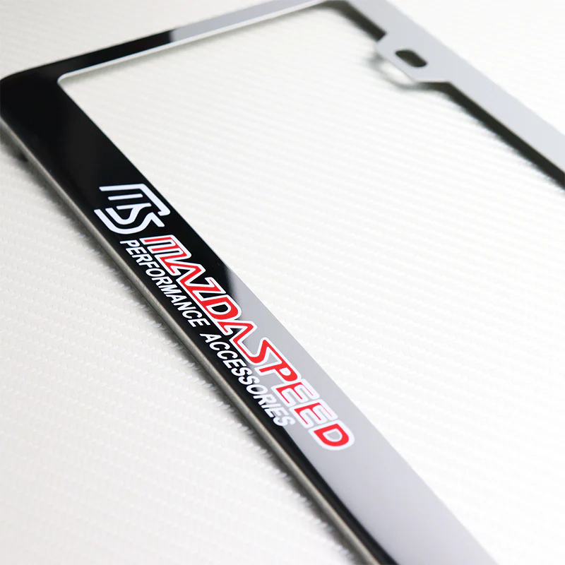 Mazdaspeed Chrome Stainless Steel License Plate Frame with Caps x2 - Image 2