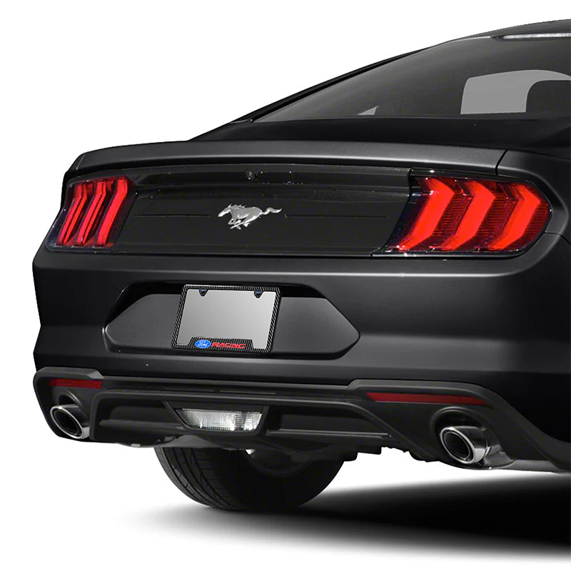 2pcs FORD RACING Carbon Fiber Look License Plate Frame ABS with LED License Plate Lights Set - Image 2