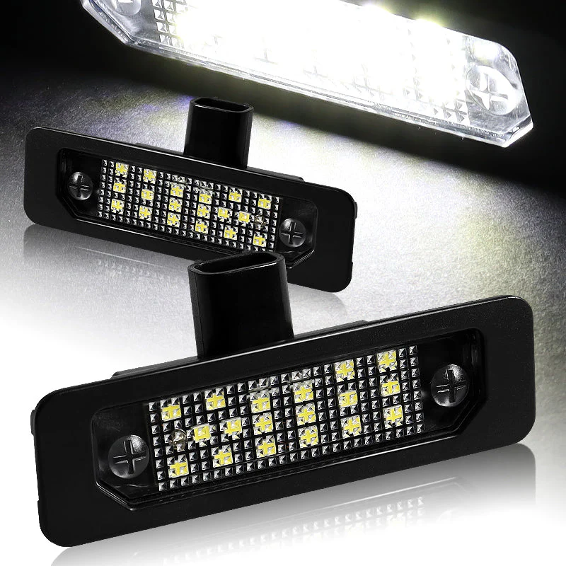 2pcs FORD RACING Carbon Fiber Look License Plate Frame ABS with LED License Plate Lights Set - Image 3