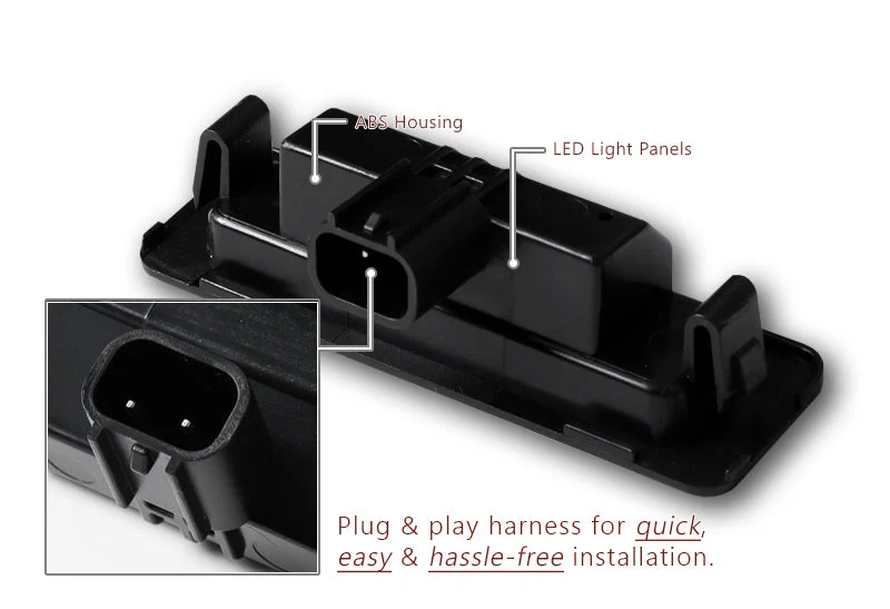 2pcs FORD RACING Carbon Fiber Look License Plate Frame ABS with LED License Plate Lights Set - Image 5