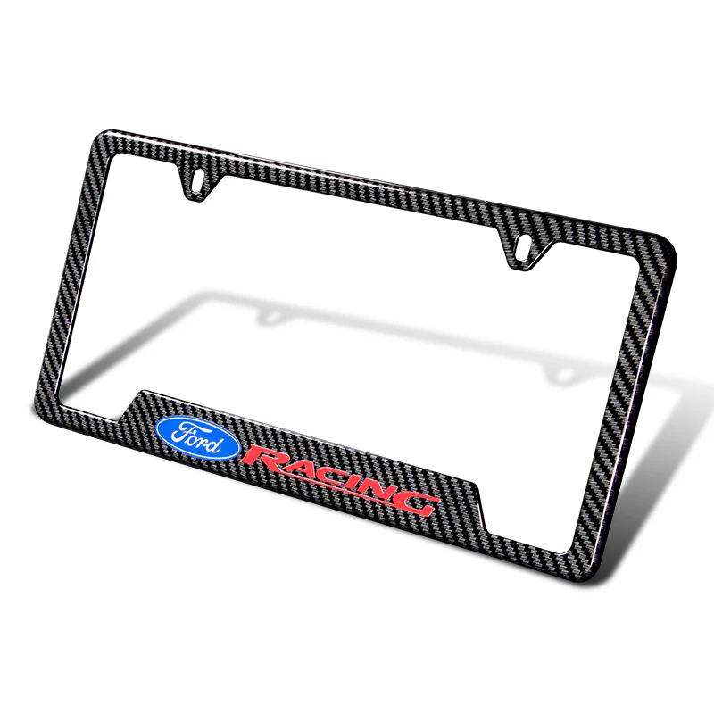 2pcs FORD RACING Carbon Fiber Look License Plate Frame ABS with LED License Plate Lights Set - Image 8
